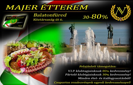 Balatonfüred ***MAJER ÉTTEREM 30-80%
